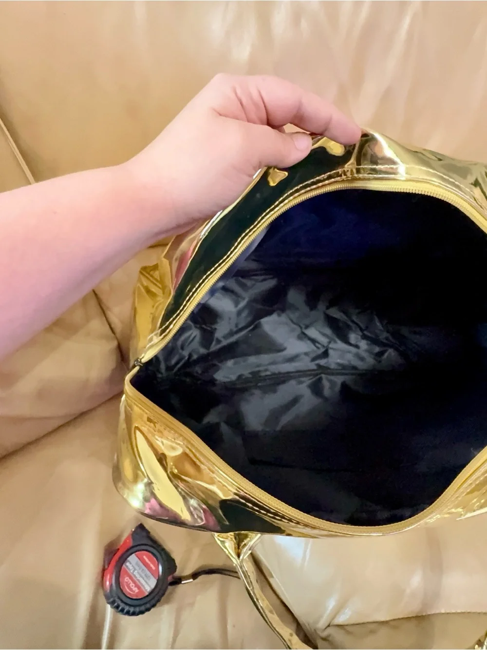 Metallic Gold Graphic Tote Bag with Double Handles